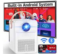 Proiettore esterno con sistema Android, mini proiettore con WiFi 5G e Bluetooth, compatibile con telefono, USB, app integrata Netflix, Youtube, Proiettore Max 300" Full HD 1080P Supporto Zoom 4D