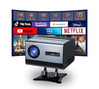 Proiettore esterno e schermo combo da 120 pollici, proiettore intelligente con Wifi e blutooth, proiettore home theater 1000 ANSI Lumen 1080P, doppio altoparlante da 10 W Messa a fuoco automatica