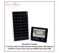 PROIETTORE FARO LED CON TELECOMANDO E PANNELLO SOLARE V-TAC