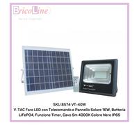 FARO LED 16W NATURALE BATTERIE CON PANNELLO SOLARE VT-40W-LED8574 V-TAC