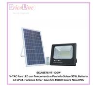 FARO LED 35W NATURALE BATTERIE CON PANNELLO SOLARE VT-100W-LED8576 V-TAC