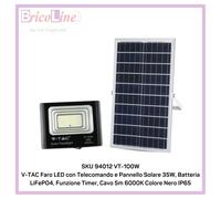 VT-94012 - Proiettore a LED con pannello solare, 35 W, 6000 K.