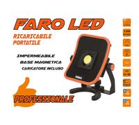Proiettore Faro Led Flood Professionale 30W Ricaricabile e Cavo 5 Metri Dual Sy