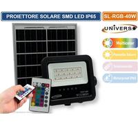 PROIETTORE FARO SMD LED RGB MULTICOLORE DIMMERABILE CON PANNELLO SOLARE E TELECO