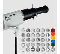 Proiettore Gobo con Snoot Spotlight con Attacco Bowens - Compatibile con Aputure Amaran 60d, Amaran 100X/D 200D/X, 150c/300c, 600x Pro, Godox SL60, ecc. 5 Filtri Colorati, 31 Gobo