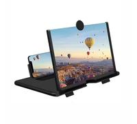 Proiettore Hd 3D Portatile con Lente D'ingrandimento for Schermo Mobile e Supporto Pieghevole for Film, Video e Giochi, Compatibile con Tutti Gli Smartphone(Black)