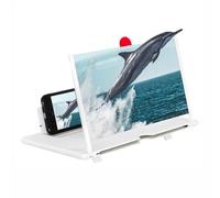 Proiettore Hd 3D Portatile con Lente D'ingrandimento for Schermo Mobile e Supporto Pieghevole for Film, Video e Giochi, Compatibile con Tutti Gli Smartphone(White)