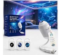 Proiettore HD Star Plug and Play, proiettore HD Smart Dynamic 5D olografico con 3/6/12/24 pellicole di proiezione, Galaxy Star 2 in 1 con alimentazione USB rotante a 360°, 3 pellicole