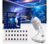 Proiettore HD Star Plug and Play, proiettore HD Smart Dynamic 5D olografico con 3/6/12/24 pellicole di proiezione, Galaxy Star 2 in 1 con alimentazione USB rotante a 360°, 24 film