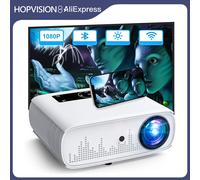 Proiettore HOPVISION, proiettore 4K Proiettore WiFi nativo 1080P 15000 Lux Proiettore video Heimkino Full HD Proiettore Bluetooth 4K white