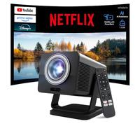 Proiettore HP con Netflix, compatibile con power bank USB-C, 4K supportato | App con licenza ufficiale, mini proiettore intelligente con WiFi e Bluetooth, Keystone automatico 4P, girevole a 90°