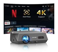Proiettore intelligente 4K, certificato Netflix, messa a fuoco automatica ToF, 1500ANSI High Lumen, proiettore ultra HD per giochi di film all'aperto con WiFi Bluetooth, Android TV 11.0, Google Voice