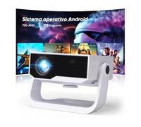 Proiettore intelligente Wielio Android 11, Supporto FHD 1080P 4K, 700ANSI, WiFi6 & BT5.2, Rumore < 29,8 dB, Supporto Regolabile a 120°, Elettrico Focus, Trapezio Automatico per Switch/PS5