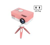 Proiettore LED mini HD J15 1920 x 1080P per uso domestico con treppiede, supporta 1 ingresso AV/HDMI, 1 ingresso USB/1 ingresso TF, spina standard US