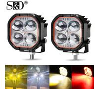 Proiettore LED per moto S&D, faro fendinebbia, proiettore ausiliario stroboscopico, gruppo ottico con fascio alto/basso per illuminazione moto, camion, auto, SUV, accessori per fari moto 1 pz,2 pezziA