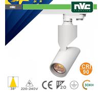 Proiettore LED Trifase 25W 3000K CRI90 2250LM 38° Pista Binario