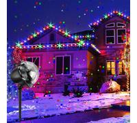 PROIETTORE LUCI DI NATALE FIOCCHI DI NEVE COLORATI RGB DA ESTERNO GIARDINO [EEK: A+++]