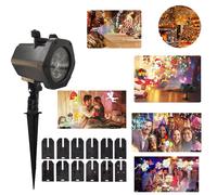 PROIETTORE LUCI ESTERNO PICCHETTO 12 CARD FANTASIA MULTICOLOR DECORAZIONE NATALE