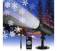 Proiettore Luci Natale Esterno, Proiettore Fiocchi Neve con Telecomando & 3 Timer, Decorazione Natalizia Interno Esterno Impermeabile IP65 per Giardino D'Inverno Festa