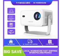 Proiettore Magcubic Native 1080P 650ANSI 4K Android11 L018 con messa a fuoco automatica della correzione Keystone Wifi6 BT5.2 Film portatile all'aperto White
