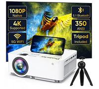 Proiettore nativo 1080P con Bluetooth WiFi 5G (con treppiede), proiettore domestico supportato 4K, proiettore esterno portatile con display da max 300 pollici, proiettore cinematografico compatibile