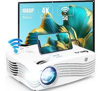 Proiettore Nativo 1080P Full HD, 5G WiFi Proiettore 4K Supportato, Display 300" Portatile Home Cinema Video, Compatibile con Smartphone/Laptop / TV Stick