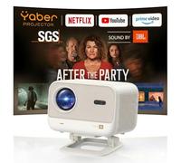Proiettore Netflix Ready, certificato SGS, JBL Dual 8 W, Dolby Audio, messa a fuoco automatica e keystone, WiFi e Bluetooth, Yaber L2 Plus 150 pollici, Native 1080P, HDR10, YouTube e Prime Video