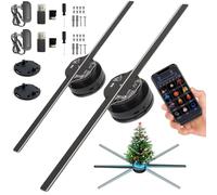 Proiettore olografico 3D a LED con ventola, per Natale e Halloween, con 224 sfere LED, supporto, controllo Wi-Fi e app, ventola stereoscopica dinamica da 16,5in per feste ed eventi(2)
