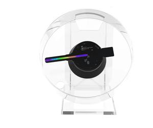 Proiettore olografico 3D Supporto lettore musicale Funzione pubblicità remota Display Desktop 3D Fan Pubblicità Logo Luce Ampio angolo di visione