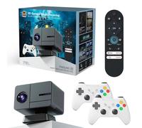 Proiettore P50 e gioco, Retro 4K Smart Game Proiettore 1280 * 1080P Built-in 35000 giochi, videogioco portatile con 2 controller wireless, 5G WiFi Bluetooth, HDMI, Android 12, home theater, ufficio
