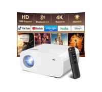 Proiettore P7 Pro, proiettore portatile 4K con WiFi e supporto Bluetooth 1080P, correzione trapezoidale elettrica, Netflix/PrimeVideo/YouTube integrato, proiettore cinematografico per interni ed
