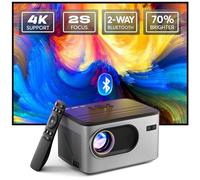 Proiettore PANSEBA 4K, 1080p, Bluetooth, portatile, per esterni, mini proiettore per home theater, compatibile con smartphone, HDMI, USB, TV Stick