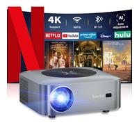 Proiettore per esterni Smart Proiettore 4K Google TV Proyector con 5G WiFi/Bluetooth/AI messa a fuoco elettrica, zoom, schermo max 300 pollici, HDMI/USB/TV Stick/laptop/PS5 supportato