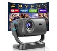 Proiettore Portatile 4K Supporto Girevole a 180° - Proiettore TV Home Cinema Smart, Videoproiettore con WiFi 6 Bluetooth 5.2, Focus Elettrico e Correzione 4P/4D, Compatibile con Smartphone/PC/HDMI/USB