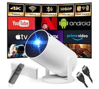 Proiettore portatile 4K | Telecomando incluso | Mini proiettore con Android 11.0 | Full HD WiFi 6, Bluetooth | Giro di 180 gradi | Portable, Smart Projector, Auto Keystone | App compatibili
