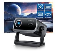 【E-Focus/Auto Keystone】Mini Proiettore 1080P Full HD Support, Portatile Videoproiettore Wifi Bluetooth con Base Ruotabile di 145°, Zoom 100%-50%, Macchina Ottica Chiusa Antipolvere per Home Cinema