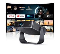 Proiettore Portatile【Smart TV & 1000+ Canali Live】Mini Proiettore 4K Smart TV Compatibile con Netflix, Rotazione 330°, Auto Focus WiFi Bluetooth, 1080P Nativo, Videoproiettore soffitto casa/campeggio