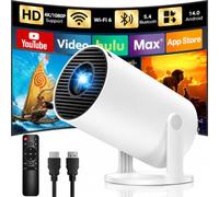 Proiettore Portatile, Yoton Mini Proiettore con Wi-Fi6 e Bluetooth 5.4, Support 1080P, Mirroring Dello Schermo Wireless (Android e iOS), Auto Keystone, Compatibile con HDMI/TV Stick, Bianco
