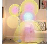 Proiettore RGB Piantana Lampada da Terra,Lampade da Terra a LED con 5 Teste Luminose con Angoli Regolabili,Luce d'Atmosfera con Filtri Colorati Intercambiabili per Camera da Letto,Lampada Tramonto