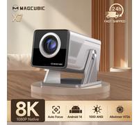 Proiettore Smart Magcubic X7 con Supporto 8K, Sistema Operativo Android 14, Full HD 1080P, 1000 ANSI Lumen, App Integrate, Auto Focus e Correzione Trapezoidale, per Casa e Esterni