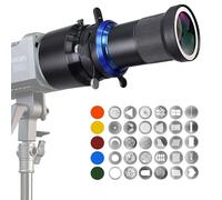 Proiettore Snoot Spotlight con Attacco Bowens con Alette a 4 Lamelle, per Aputure Amaran 60D/100D/200D, Godox SL60/100/150/200/300, 30 Gobos e 5 Filtri Colore (MAX)