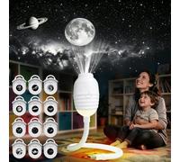 Proiettore Stelle Soffitto, USB Galaxy Projector Night Light Bambini | 2 IN 1 Hd Smart Holographic Luce Notturna Proiettore 12 Film di Proiezione Luminosità Regolabile per Camera da Letto Soffitto