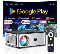 Proiettore Ufficiale HORLAT Google TV 2000ANSI con Controllo Vocale Bluetooth, Auto Focus, WiFi 6, 4K HD, Beamer per Home Theater e Cinema