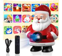 Proiettore video portatile 1080P con WiFi e Bluetooth, proiettore home theater di Babbo Natale, messa a fuoco manuale, angolo regolabile, per camera da letto, regalo di Natale per la famiglia