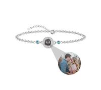 Proiezione bracciale con l'immagine all'interno, bracciale con foto personalizzato del cerchio di Birthstone per le donne, regalo personalizzato dei gioielli per il compleanno Natale Festa della mamma