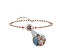 Proiezione bracciale con l'immagine all'interno, bracciale con foto personalizzato del cerchio di Birthstone per le donne, regalo personalizzato dei gioielli per il compleanno Natale Festa della mamma