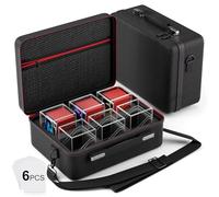Proijeut Scatola per carte con custodia portatile, confezione da 6 scatole trasparenti Commander con 6 divisori, contiene oltre 600 carte a doppia manica, adatta per MTG, YuGiOh, TCG