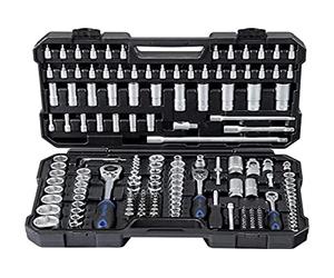 Projahn 8663 - Valigetta per chiavi a bussola da ¼ + 3/8" + ½", 182 pezzi, con cricchetto a 48 denti