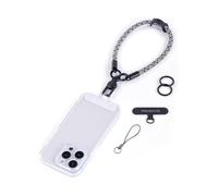 project-cb Cordino per Cellulare Polso 1,Toppa per Cordino Cellulare 2,Anelli chiavi 2,Cordino da Polso,Cinturino da Polso,Catenella Telefono(Bianco-Nero)