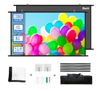 Projector Screen Pull Down,16:9 Black Backing Projector Screen 84" Indoor Outdoor Movie Screen with 4K Full HD 3D Projection Screen Wrinkle-Free for Office presentations Home Cinema
